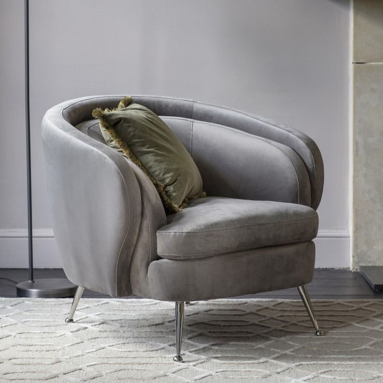 silver velvet tub chair